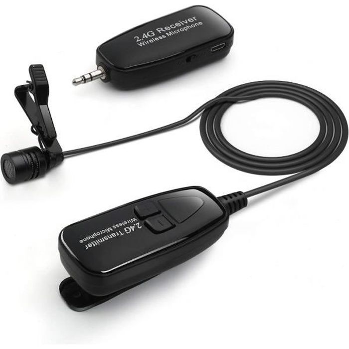 Microphone Cravate 2.4 G Microphone sans Fil Tie Clip Rechargeable pour Ordinateur Amplificateur Mélangeur Haut Parleur-N