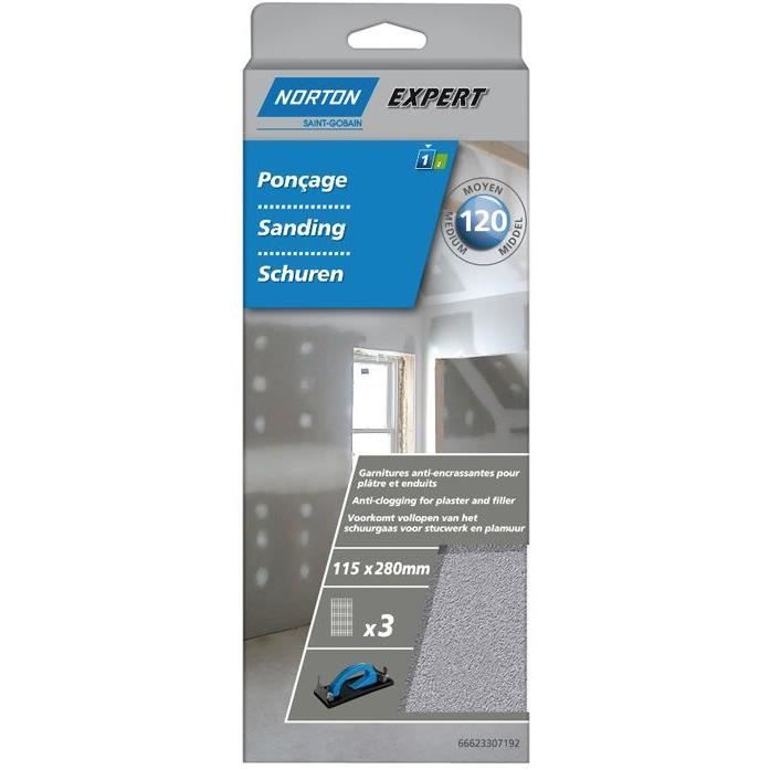 Patin spécial platre 115 x 280 mm grain 120 lot de 3