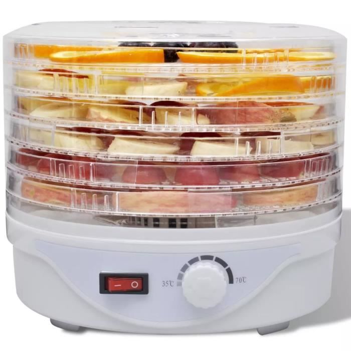 Déshydrateur avec 6 Plateaux empilables (Rond)pour cuisine famille aliments santé