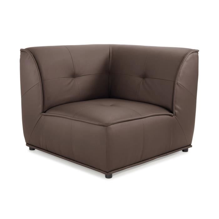 HEXAGONE - PITTSBURGH Fauteuil d'angle Modulable - Simili Marron - L 100 x P 100 x H 75 cm