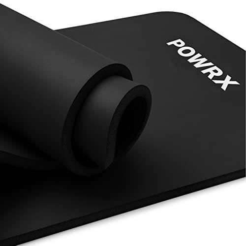POWRX Tapis de gymnastique avec sangle de transport + sac / Couleur: Noir 183 x 60 x 1 cm
