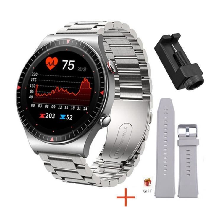 RUMOCOVO® Montre connectée pour hommes,avec fonction appel, Bluetooth, carte mémoire 4G, lecteur de musique,2645 - Acier argent