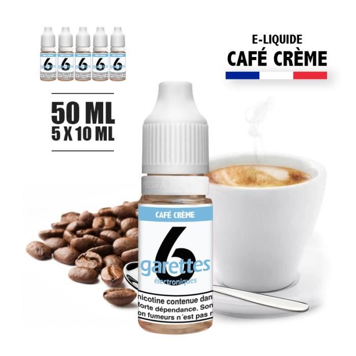 E-liquide 50ML saveur CAFE CREME avec 6MG de nicotine (e-liquide id : PROD1189) - (5x10ML)