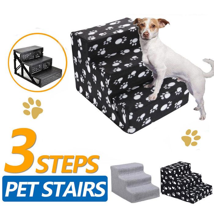 Meilleurs prix pour Escalier Pont pour chien à 3 marches escalier pour chat pour animaux de compagnie échelle antidérapante Noir35x45x30cm