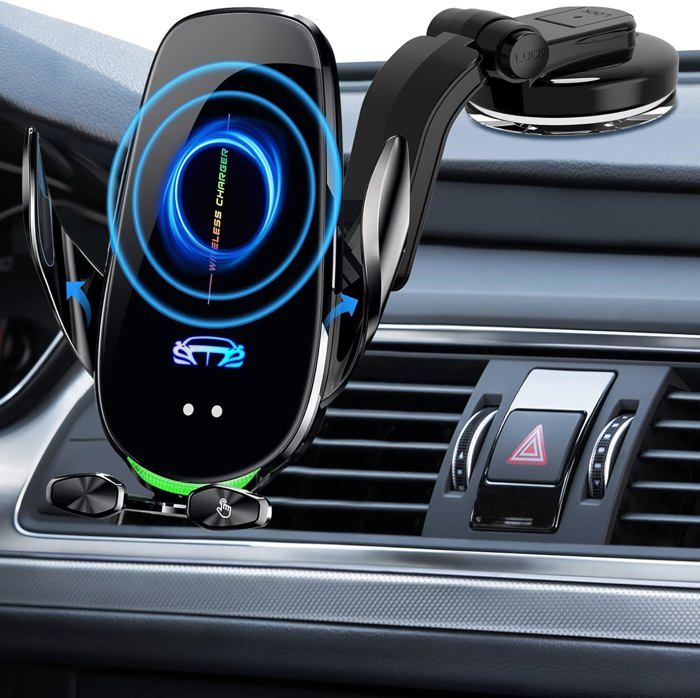 Support Téléphone Voiture Chargeur Induction 15W LISEN - Fixation à La Grille D'aération, Anti-vibration, Rotation 360°