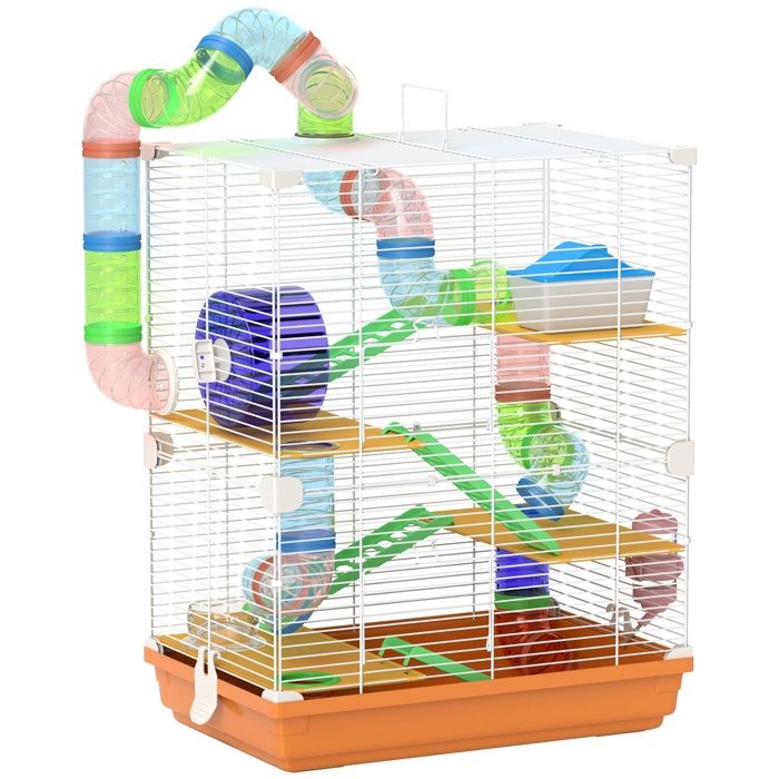Meilleurs prix pour PawHut - Cage pour hamster - Métal - 46x30x58cm - Orange