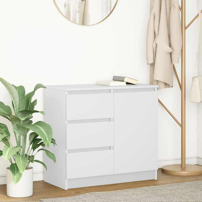 vidaXL Buffet avec tiroir blanc 71x35x65 cm bois dingénierie 861571