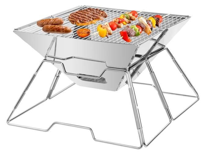 Barbecue - SunJas - Pliable et Portable - Acier Inox - 31 x 31 x 21 CM - Charbon de Bois