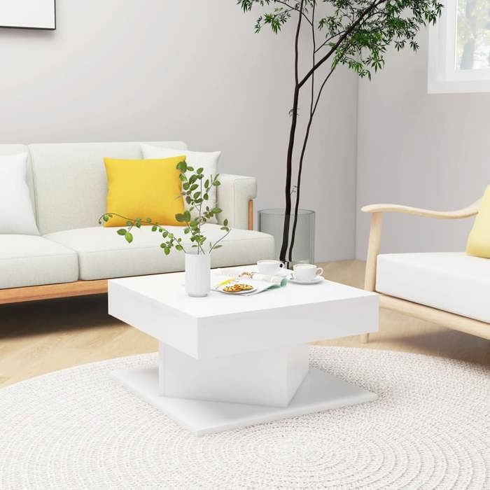 SALE 2025Table basse - Table d’Appoint de Salon - Blanc 57x57x30 cm - bois dingénierie1522 Kg 3927