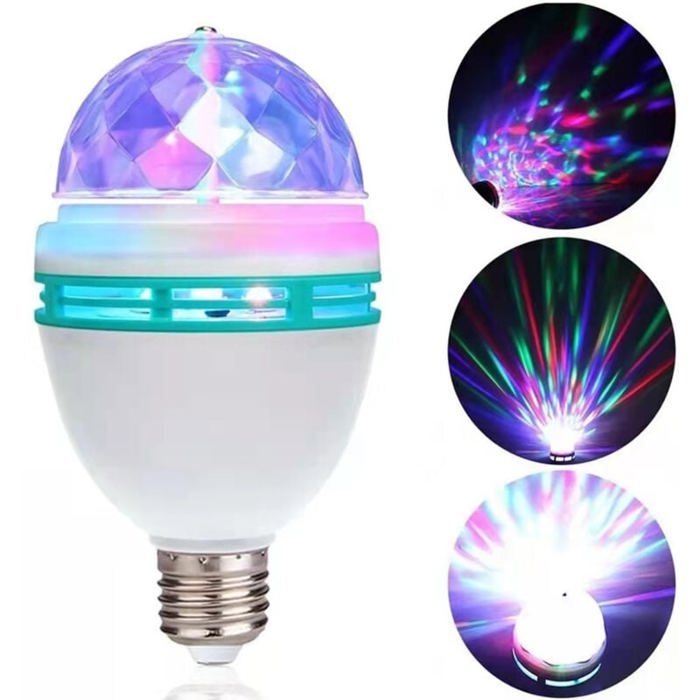 Lampe de fête LED Automatic Rotating 3W Multi-Colour LED Light Bulb Disco Light Effect Suitable for All Lamps with E27 Socket Lampe