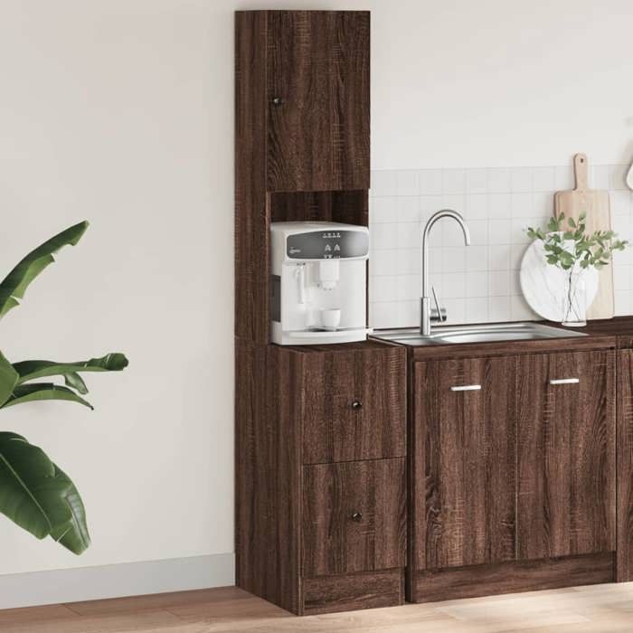 Meuble cuisinecharge 65 kgDesign ModerneArmoire de cuisine - chêne marron 35x50x180cm - bois d’ingénierie 439177