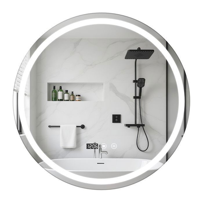 FLASIDU 60cm Miroir Rond Salle de Bain avec LED Miroir Salle de Bain Lumineux Interrupteur tactile anti-buée Verre