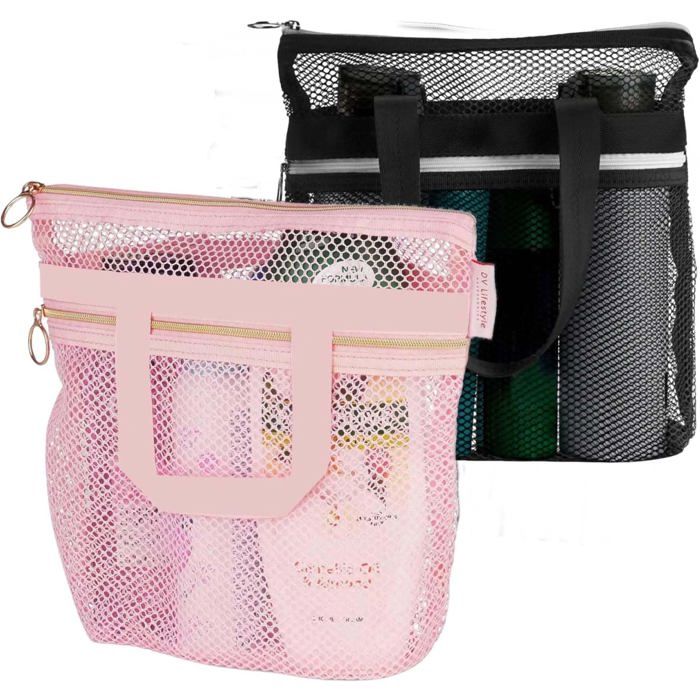 Boczif Sac de douche en maille, trousse de toilette pour voyage, salle de bain, gym, camping