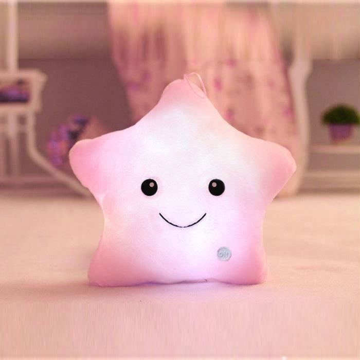 Coussin lumineuses Led Blanc étoiles oreiller peluche Enfants jouets Cadeau fille danniversaire Noël fête Rose-keeper