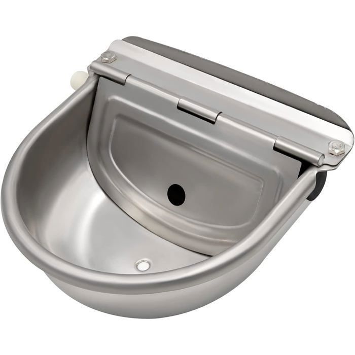 Comparer les prix de Abreuvoir à eau en acier inoxydable avec bouchon de vidange et valve à flotteur réglable pour cheval chien bétail ABREUVOIR