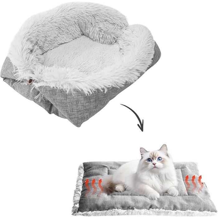 Comparer les prix de Lit Tapis pour Chat vable: 61x51cm 2 en 1 Peluche Douce Coussin pour Chat Chien Canapé Moelleux pour Chats et Petits # CORBEILLE
