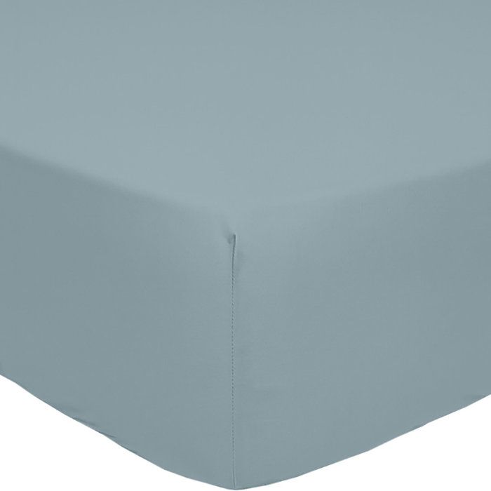 Drap housse 160x200 cm bonnet 30cm 100% percale de coton 80fils azur Drap housse 160x200 cm bonnet 30cm 100% percale de coton 80fils azur