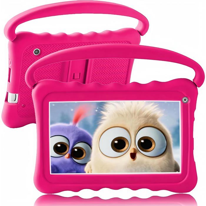 Tablette Enfant 7 Pouces Android 12 – 32 Go + 4 Go, WiFi, Bluetooth, Double Caméra, Coque Anti-choc, Contrôle Parental Et Jeux éducatifs