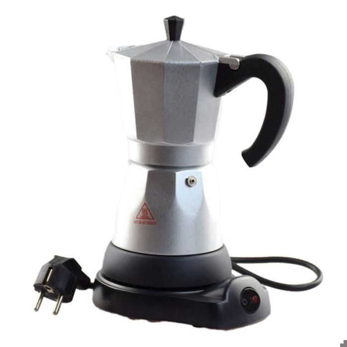Cafetière 6 Tasses Cafetière Expresso Électrique Cafetière Italienne Moka 300Ml Cafetière Moka Portable avec Base Amovible Prise Ue