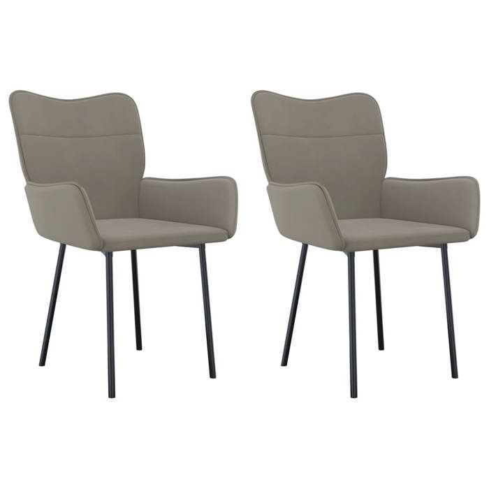 NEUF 2026 CHIC Chaises à manger SWEETY pour cuisine Set de 2 Gris clair Velours 55x58.5x81.5 cm CCC853
