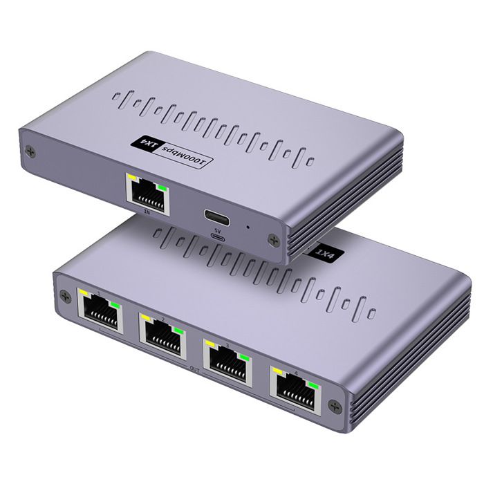 Hub Reseaux Répéteur Hub Répartiteur RJ45 4 Ports Gigabit Ethernet Adaptateur ...