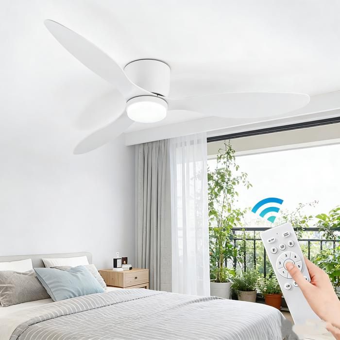 Ventilateur Plafond avec Lumière LED à Intensité Variable 107 cm Télécommande / Mode Hiver Été / Silencieux / Moteur 45W Blanc - Pimpimsky