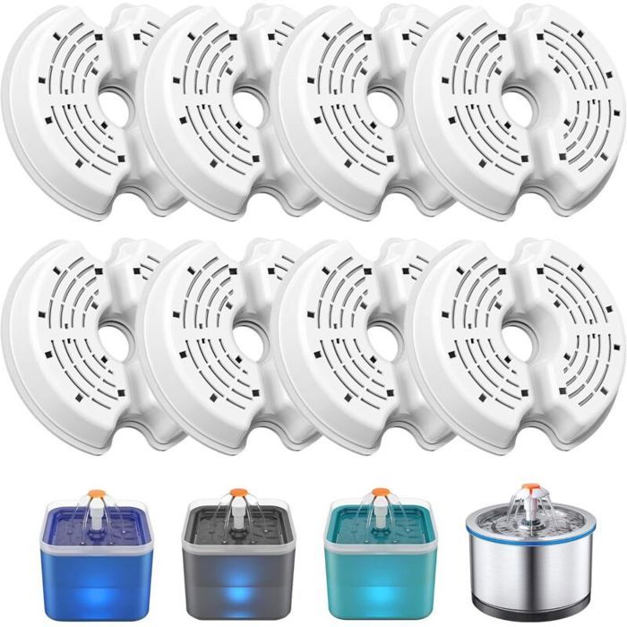 Lot de 8 filtres de rechange pour fontaine à eau pour chat compatibles avec les modèles suivants :