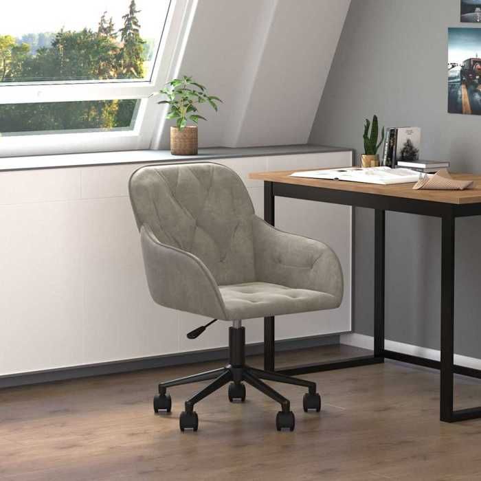 Gris Fauteuil de Bureau- JILLES® Chaise pivotante de bureau - gris clair - Velours 56x61x(78-86)cm MEU6927672411470