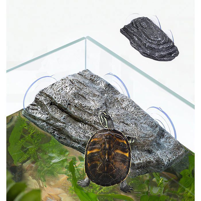 Plate-forme flottante pour tortue 22x13x3 cm - Ventouses puissantes - Résine non toxique - Imite la nature HBCL