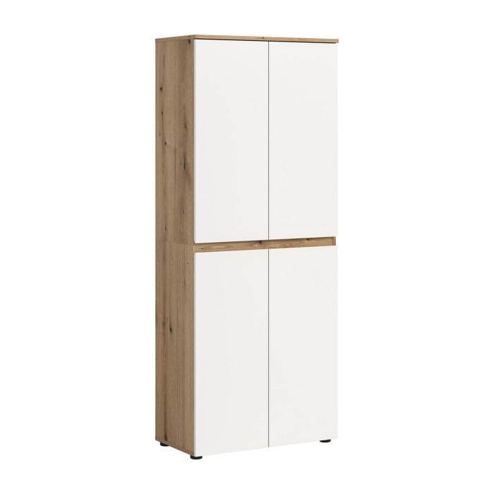 [en.casa] Armoire polyvalente 70 x 37 x 175 cm blanc et effet chêne