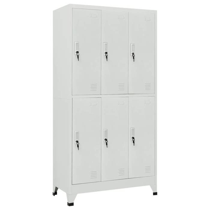Armoire à casier avec 6 compartiments - vidaXL - Classeur intérieure(1 pc) - acier - gris - grand rangement - 90 x 45 x 180 cm@auq77
