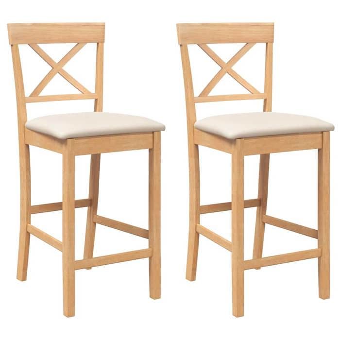 Les SoldesTabourets de bar avec coussins - Tabourets Cuisine - (2 pcs) - 2 personnes - en bois massif naturel et caoutchouc(41x4