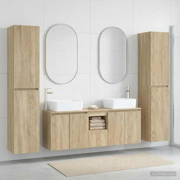 vidaXL Ensemble de mobilier de salle de bain 5 pc Chêne Sonoma 3406035