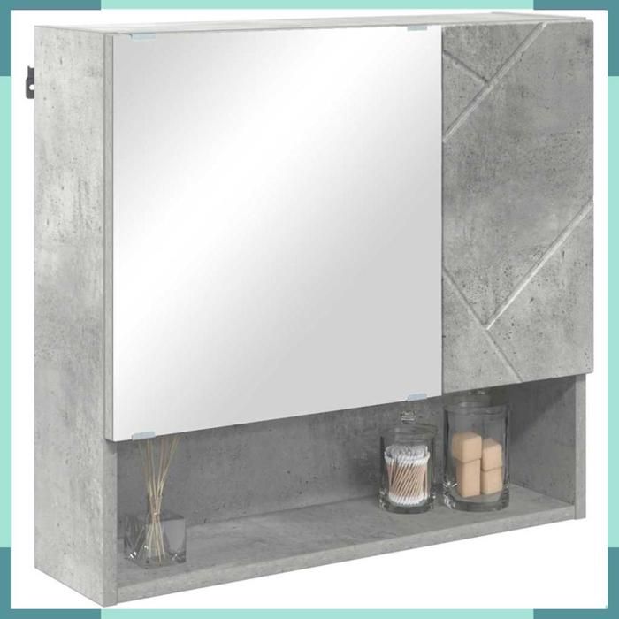 Armoire Miroir - 883367 - Gris béton - 59 x 17 x 55 cm - Bois dingénierie