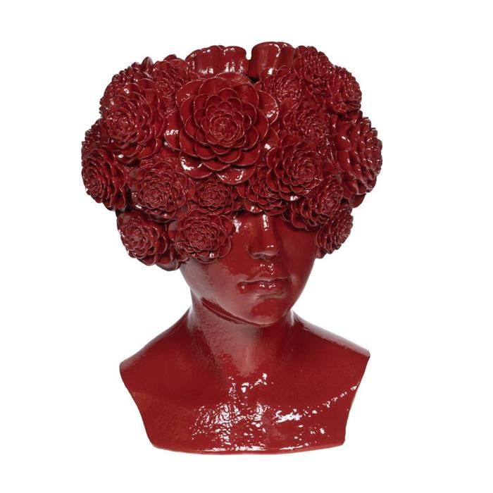 Cache pot buste bordeaux H38 cm en résine - Amadeus