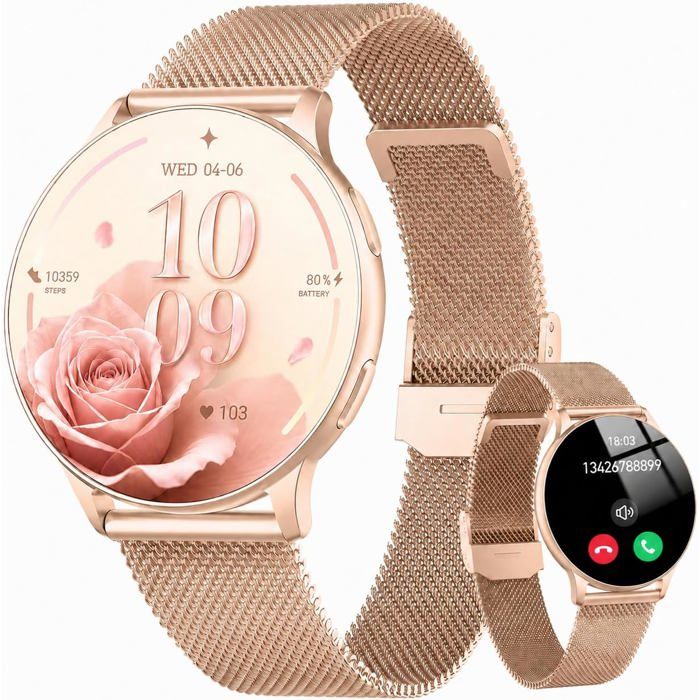 Montre connectée AMOLED pour femme - Appels Bluetooth - Écran tactile 1 32 - Boîtier ultra-fin 7 mm