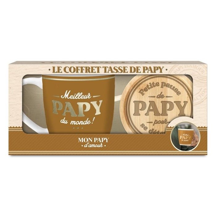 COFFRET TASSE MARRON DESSOUS BOIS PAUSE PAPY COFFRET TASSE MARRON DESSOUS BOIS PAUSE PAPY