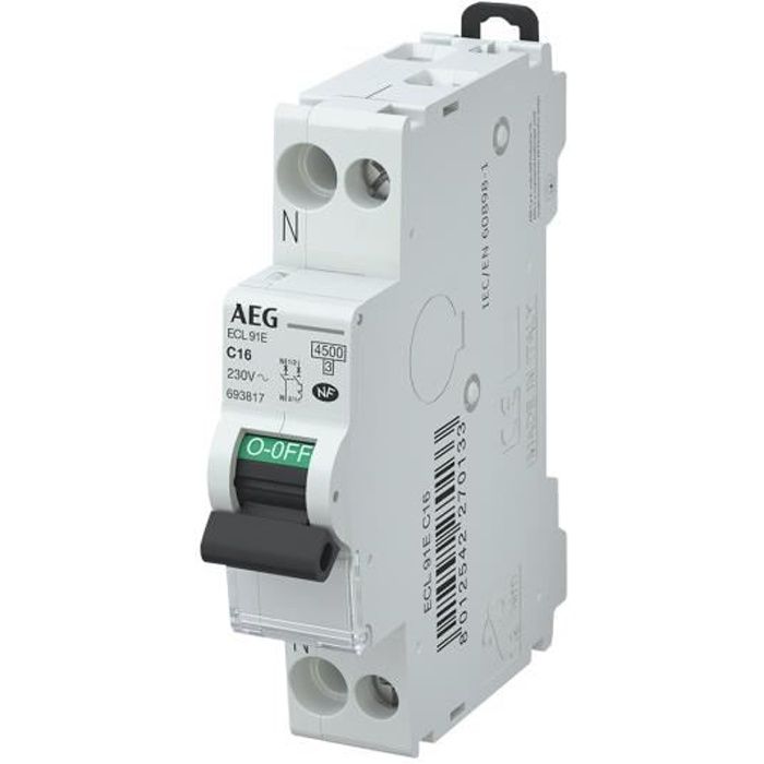Disjoncteur Hager 1 Phase + Neutre 16A 6kA Courbe C Vis/Vis