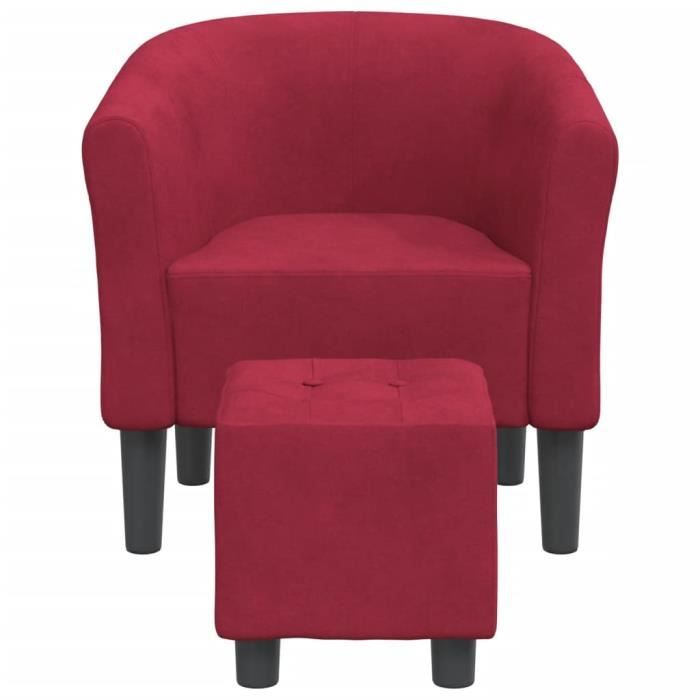 akozon fauteuil cabriolet avec repose-pied rouge bordeaux velours - 7891450576152