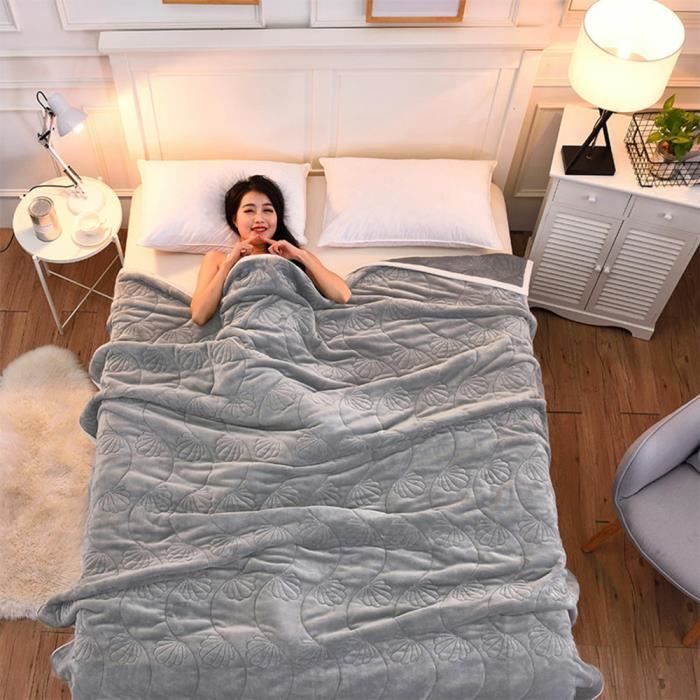 Grise Jet/és de Lit Couverture de Flanelle 150x200 Toutes les Saisons Couverture de voyage avec des sacs d/’/économie d/’espace r/éutilisables