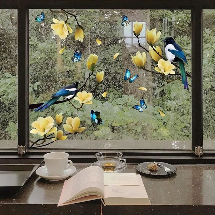 34 Pièces Autocollant Fenetre Anti Collision Stickers Anti Collision Oiseaux Papillons Oiseaux Ete Stickers Vitres Repositionnables Suncatcher 97078115