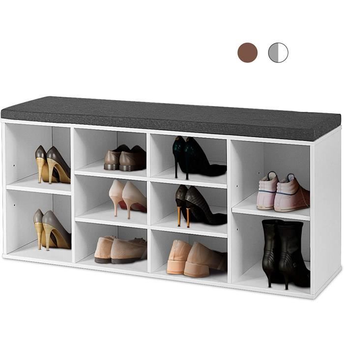 Banc De Rangement A Chaussures Avec 10 Compartiments Et Siege Meuble A Chaussures Coussin Enleve Separateurs Reglables Achat Vente Meuble A Chaussures Banc De Rangement A Chaussu Cdiscount