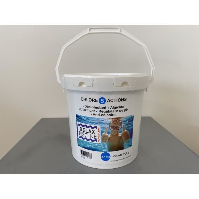 Chlore 5 Actions Pour Piscine En Galet Seau De 2 4 Kg Achat Vente Traitement De L Eau Chlore 5 Actions Pour Pisci Cdiscount