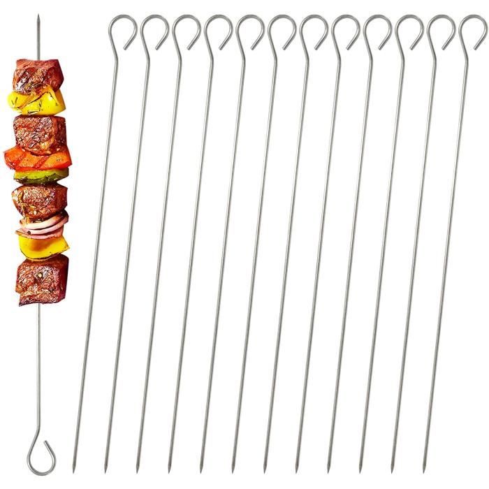 30 Pics à Brochettes En Acier Inoxydable - 25 Cm - Pour Barbecue, Légumes, Viandes - Réutilisables Et Lave-Vaisselle