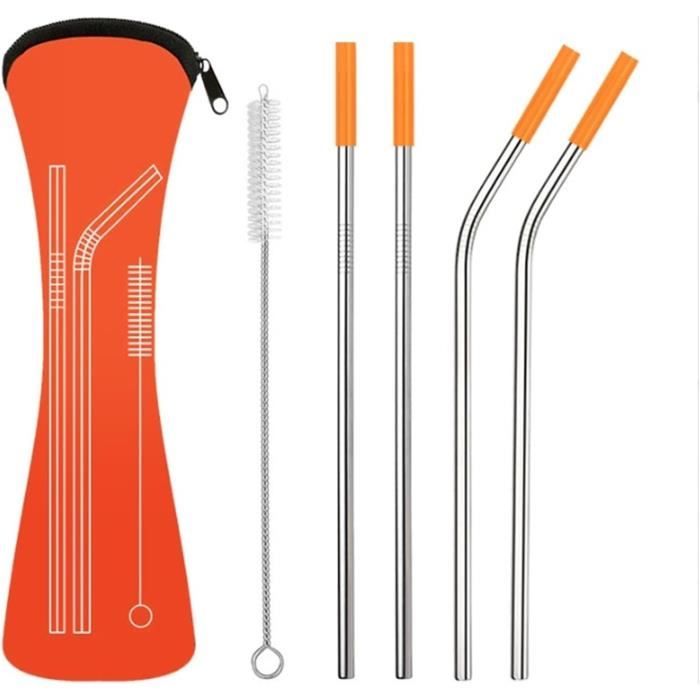 Pailles Réutilisables En Acier Inoxydable - Lot De 2 - Made In USA - Gravure Personnalisable Gratuite