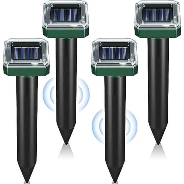 Répulsif Taupe Solaire à Ultrasons | Fréquence 400 Hz | Installation Solaire Autonome | Pour Jardin, Pelouse | Vert