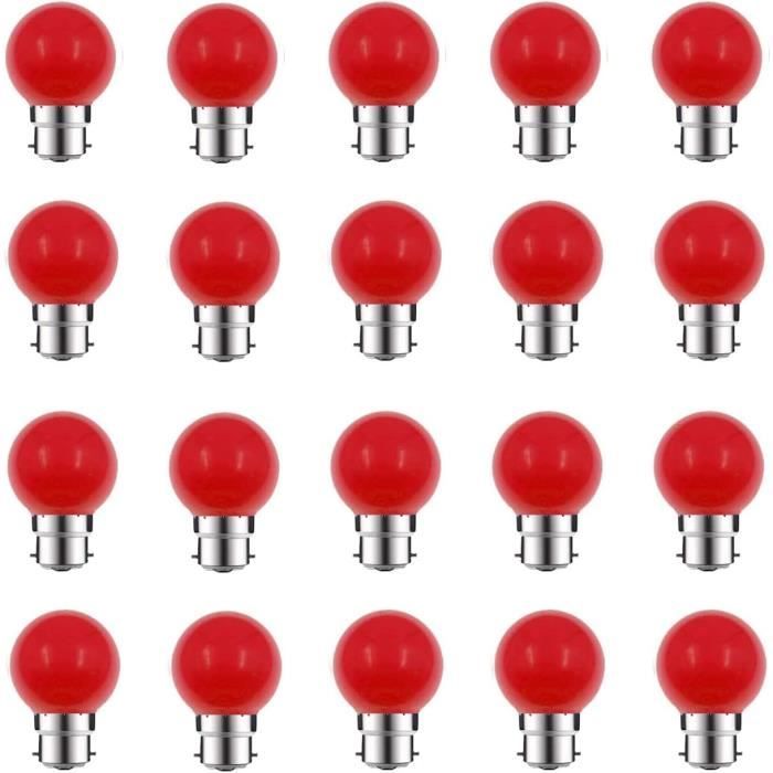 Set di 10 lampadine LED B22 da 1 W, a risparmio energetico colorato, lampadine di Natale, colore rosso, giallo, blu, verde, viola, (equivalente a 5W