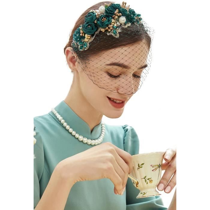 BOFUNX Chapeau Bibi pour Femme Bandeau avec Voilette Pince Cheveux