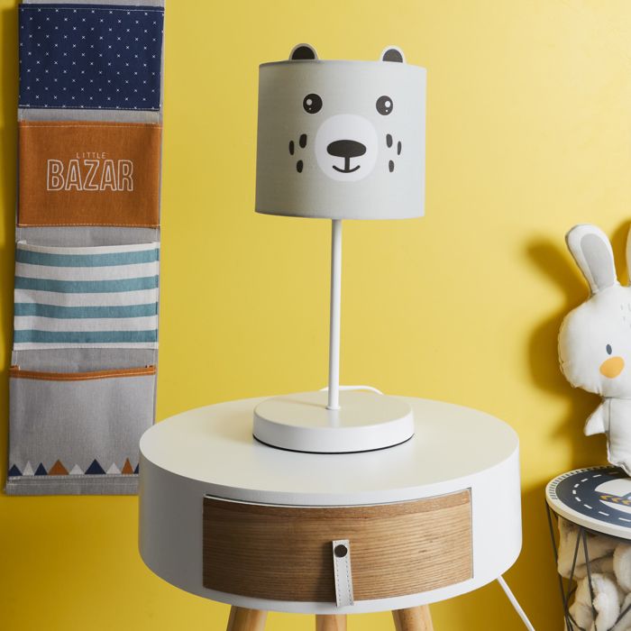 Lampe - HOME DECO KIDS - Ours - Personnalisable - Veilleuse - Grise