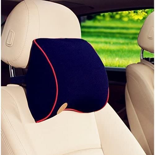 Lot De 2 Oreillers De Cou Pour Voiture - Mousse Mémoire, Housse Amovible, Noir, Confortable